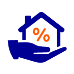 Percent sign in house icon